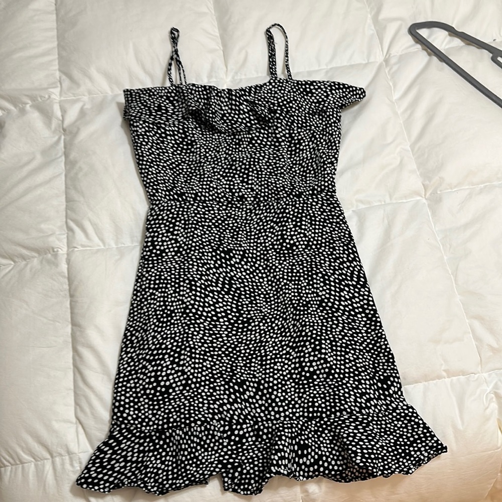 Altar’d State sundress. Small. Black with small asymmetrical white dots.